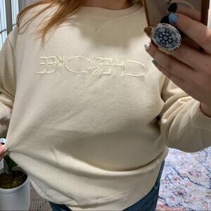 Vintage Cherokee Beige Cream Crewneck Sweatshirt Pullover Size Medium